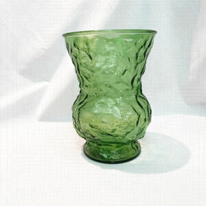 𝅺BRODY Cleveland Ohio Vintage crinkle Glass Vase